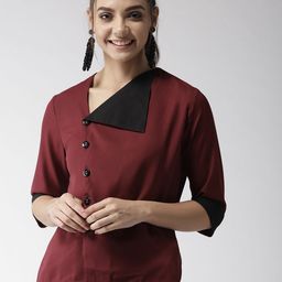 Style Quotient Women Maroon Solid Shirt Style Top-image-21