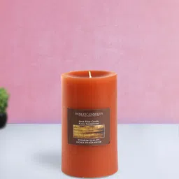 HOSLEY Rust-Coloured Set of 2 Rustic Sandalwood Aromatic Pillar Candles-18