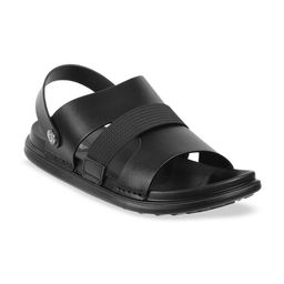 Mochi Men Black Leather Comfort Sandals-image-73