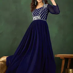Sangria Women Embroidered Flared Ethnic Dresses-image-55