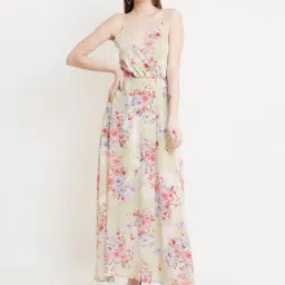 DODO & MOA Beige Printed Maxi Dress-image-68