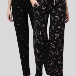 Kryptic Black Printed Pyjamas (Pack Of 2)-image-93
