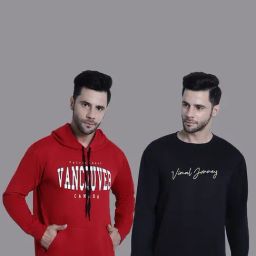 Vimal Jonney Red & Black Regular Fit Printed Sweatshirt - Pack of 2-picture-7