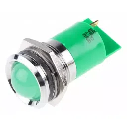 RS PRO Green Panel Mount Indicator 24-36V DC, Mounting Hole Size 22 mm, Termination Type , Model No 207450-42