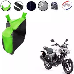 Auto Pearl Waterproof Two Wheeler Cover For Honda CB Trigger (Green & Black)-image-52