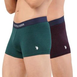 U.S. Polo Assn. Red & Green Cotton Regular Fit Striped Trunks - Pack Of 2-picture-22