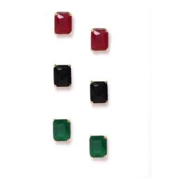 YouBella Multi-Color American Diamond Interchangeable Rectangular Shaped Stud Earrings-29