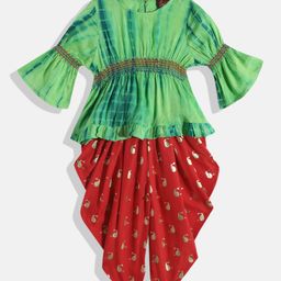 Twisha Girls Dyed Top with Dhoti Pants-picture-4