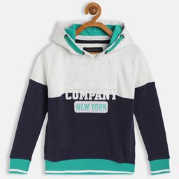 METRO KIDS COMPANY Boys Navy Blue & Off-White Cotton Colourblocked Hooded Sweatshirt-image-45