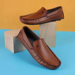 Metro Men Tan Leather Loafers-image-48