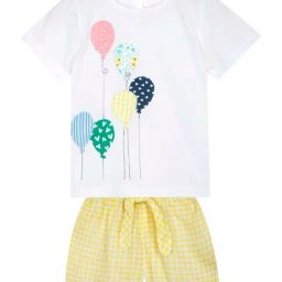 Budding Bees Kids White & Yellow Cotton Printed Top Set-image-15