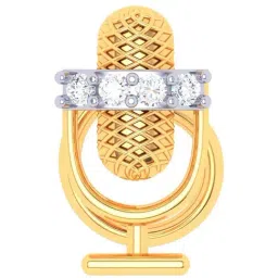 P.C. Chandra Jewellers 22k Gold Microphone Shaped Three Stones Nosepin-image-62