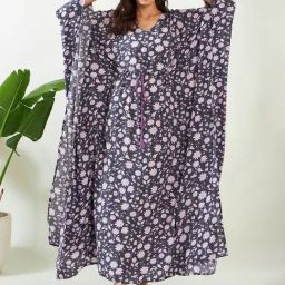 The Kaftan Company Grey Floral Print Kaftan-picture-39