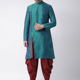 DEYANN Men Blue & Maroon Solid Kurta with Patiala-image-69