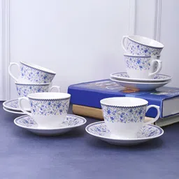 UPC Set of 6 Pieces Ceramic Glossy Cups 180ml & Saucer-48