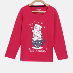 3PIN Girls Pink & Off White Printed T-shirt-image-8