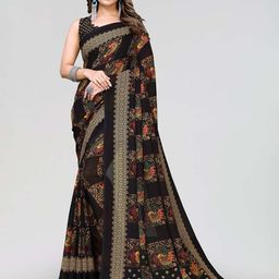 KALINI Ethnic Motifs Printed Leheriya Georgette Saree-image-93
