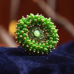 CARDINAL Women Green & Gold-Toned Stone Studded Adjustable Ring-image-24
