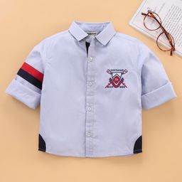 ToffyHouse Full Sleeves Cotton Shirt With Printed Border - Blue-image-70