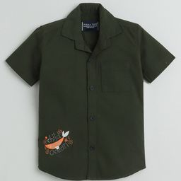 Polka Tots Half Sleeves Child Of The Ocean Glitter Printed Shirt - Green-image-89
