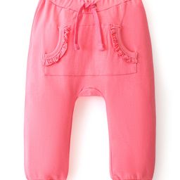 Babyhug Cotton Looper Full Length Diaper Pant Solid Color with Front Pockets - Pink-image-47