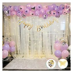 Bubble Trouble  Birthday Decoration Butterfly Theme DIY Combo Kit with White Net Curtain Cloth & Fairy Lights - 80 pc-23
