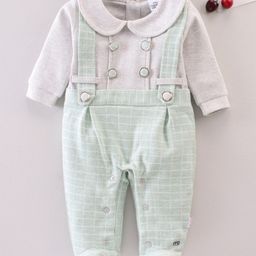 Mom's pet Full Sleeves Graph Checked Mock Style    Pre Winter Romper - Green-image-75