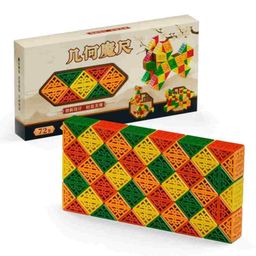NEGOCIO colorful magic snake-72 blocks 72 Sections Magic Ruler 3d Intelligent Colorful Snake Folding magic snack ruler - COLOR MAY VARY-0