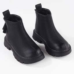 Oh! Pair Slip On Solid Winter Boots with Zipper Closure - Black-image-8