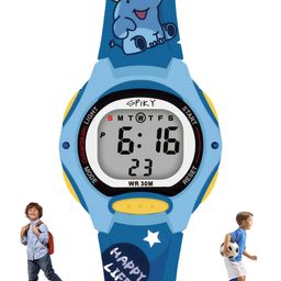 Spiky Round Designed Strap Multi Functional Sports Digital Watch - Blue-image-2