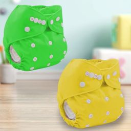 Sparkle Joy Free Size Reusable Cloth Diaper Without Insert Pack Of 2 - Green & Yellow-1