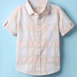 JASH KIDS Cotton Woven Half Sleeves Checkered Shirt - Multicolour-picture-0