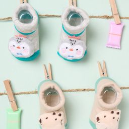 Kicks & Crawl Pack Of 2 Bird & Beaver Applique Detailed 3D Socks - Multi Colour-image-70