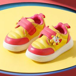 ONYC Bear Applique Detailed Colour Blocked Sneakers With Velcro Closure - Yellow-image-54