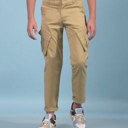 CRIMSOUNE CLUB Cotton Woven Solid Cargo Pants - Khaki-picture-23