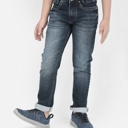 CRIMSOUNE CLUB Cotton Woven Mild Washed Jeans - Blue-picture-45