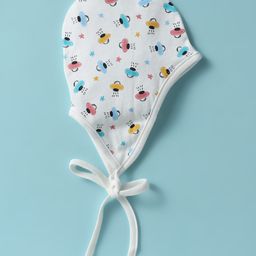Ben Benny Interlock Knit Tie Knot Caps with Solid & Spaceship Print Pack of 2 White & Dark Peach - Diameter 13 cm image 3