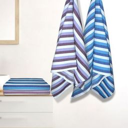 Aura Violet & White 4 Striped Cotton 210 GSM Bath Towel-17