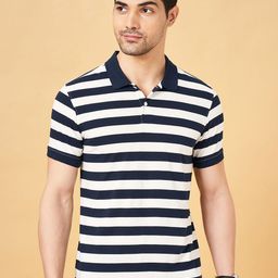 BYFORD by Pantaloons Men Striped Polo Collar Monochrome Pockets Slim Fit T-shirt-image-88