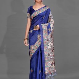 Mitera Kalamkari Silk Blend Baluchari Saree-picture-23