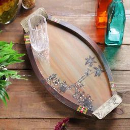 VarEesha Hand Painted Rainbow Oval Tray - Set of 1-24