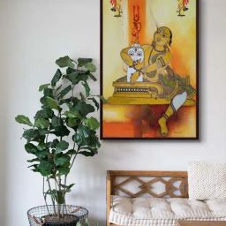 999Store Brown Canvas Mahadev Wall Art Painting With Frame-image-77