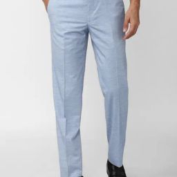 Van Heusen Blue Regular Fit Texture Trousers-picture-19