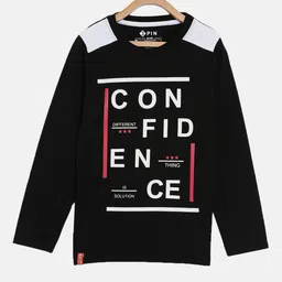 3PIN Boys Black  Off White Typography Printed Cotton Pure Cotton T-shirt-image-62