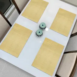 HOKIPO Set Of 4 Gold-Coloured Solid Reversible Table Placemats-41