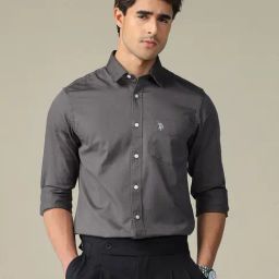 U.S. Polo Assn. Grey Cotton Regular Fit Shirt-picture-14