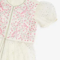 Utsa Kids by Westside Off-White Floral A-Line Kurta and Palazzos image 3