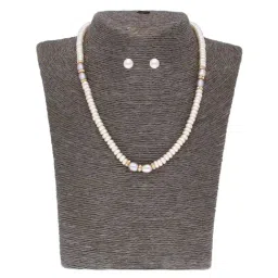 Sri Jagdamba Pearls Camundi Pearl White & Pink Necklace & Earring Set-image-14
