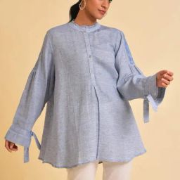 W Blue Cotton Embroidered Top-picture-13