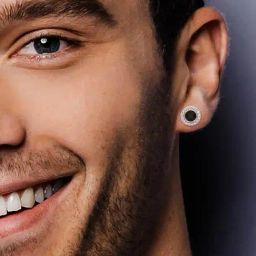 Candere by Kalyan Jewellers 14k Rose Gold Diamond Single Ear Stud Earring for Men-image-86